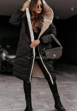 Dluga Dwustronna Kurtka Z Futerkiem Scents Of Winter Czarna