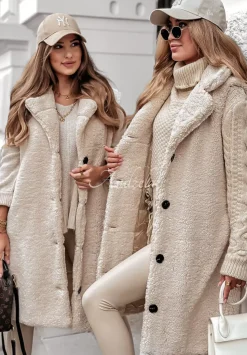 Dluga Kamizelka Z Imitacji Kozucha Winter Ice Bezowa