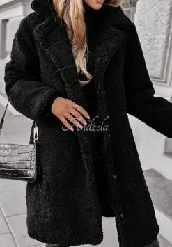 Dlugi Dwustronny Plaszcz Z Imitacji Kozucha Winter Ice Czarny