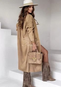 Dlugi Kardigan Betssy Camelowy