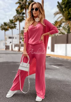 Dlugi Kardigan Oversize Back To Basics Rozowy