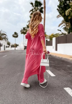 Dlugi Kardigan Oversize Back To Basics Rozowy