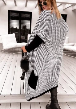 Dlugi Kardigan Oversize Moi Ii Czarno-Bialy