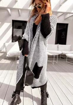 Dlugi Kardigan Oversize Moi Ii Czarno-Bialy
