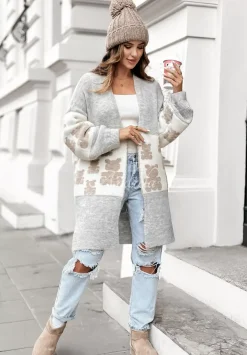 Dlugi Kardigan Oversize W Misie Teddy Lover Szary