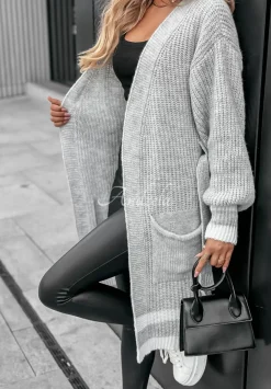 Dlugi Kardigan Oversize W Paski Hector Szary