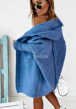 Dlugi Kardigan Oversize Z Kapturem Montevista Jeansowy