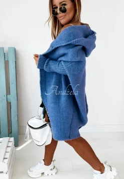 Dlugi Kardigan Oversize Z Kapturem Montevista Jeansowy