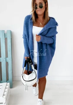 Dlugi Kardigan Oversize Z Kapturem Montevista Jeansowy