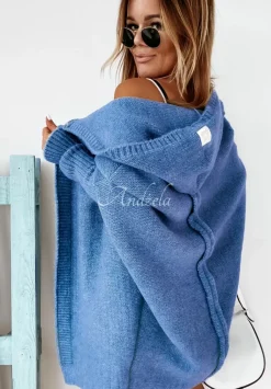 Dlugi Kardigan Oversize Z Kapturem Montevista Jeansowy