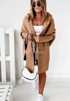 Dlugi Kardigan Oversize Z Kapturem Montevista Camelowy