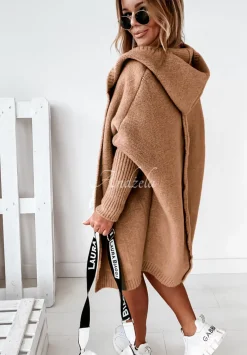 Dlugi Kardigan Oversize Z Kapturem Montevista Camelowy