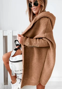 Dlugi Kardigan Oversize Z Kapturem Montevista Camelowy