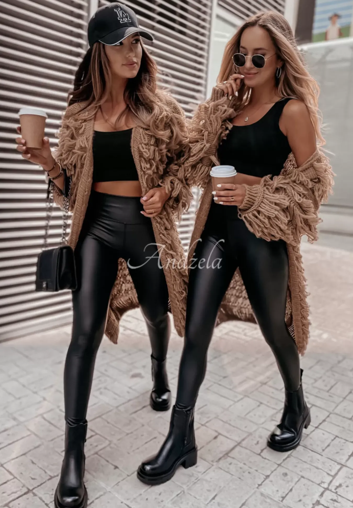 Dlugi Kardigan Z Fredzlami Fringe Camelowy
