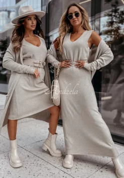 Dlugi Kardigan Z Kieszeniami Desire Bezowy