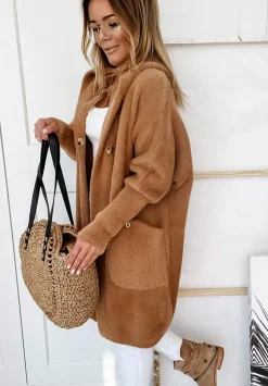 Dlugi Plaszcz Alpaka Z Kapturem Cocomore Sona Camelowy