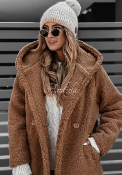 Dlugi Plaszcz Kozuch Winter Months Camelowy