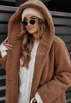 Dlugi Plaszcz Kozuch Winter Months Camelowy