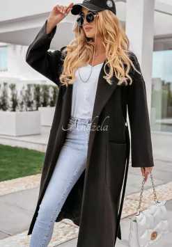 Dlugi Plaszcz Oversize Z Paskiem Less Is More Czarny