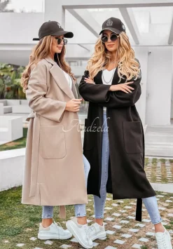 Dlugi Plaszcz Oversize Z Paskiem Less Is More Czarny