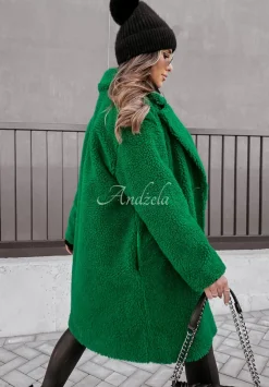 Dlugi Plaszcz Z Imitacji Kozucha Helsinki Zielony