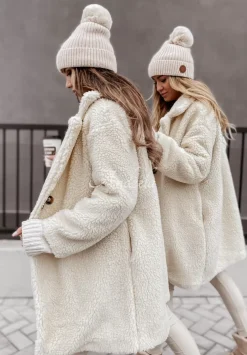 Dlugi Plaszcz Z Imitacji Kozucha Helsinki Ecru