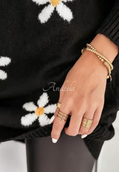 Dlugi Sweter W Kwiaty Daisy Delight Czarny