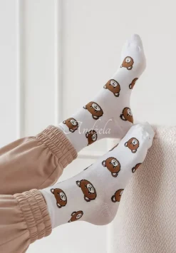 Dlugie Skarpetki Z Misiami Bears Biale