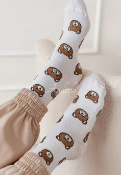 Dlugie Skarpetki Z Misiami Bears Biale
