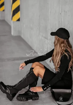 Dlugie Sznurowane Kozaki Create Yourself Czarne