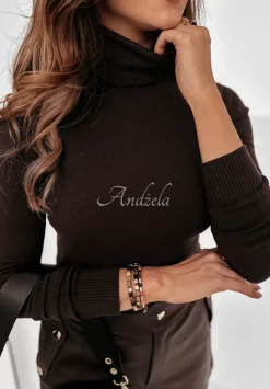 Dopasowany Sweter Z Golfem Solange Czekoladowy