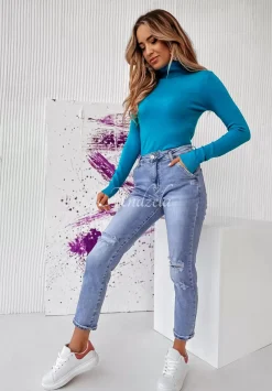 Dopasowany Sweter Z Golfem Solange Niebieski