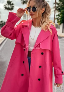 Dwurzedowy Plaszcz Trencz Z Paskiem Get It Girl Rozowy