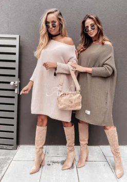 Dzianinowy Sweter Sukienka Oversize California Mokka