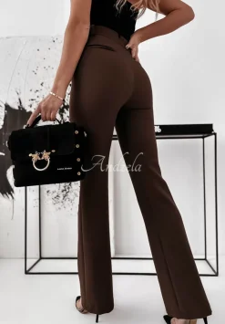 Eleganckie Spodnie Dzwony Suprime Czekoladowe