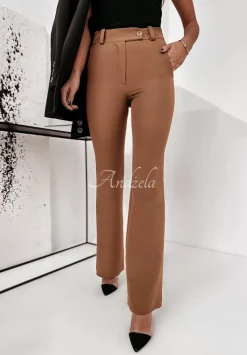 Eleganckie Spodnie Dzwony Suprime Camelowe