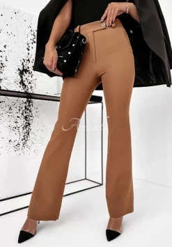 Eleganckie Spodnie Dzwony Suprime Camelowe