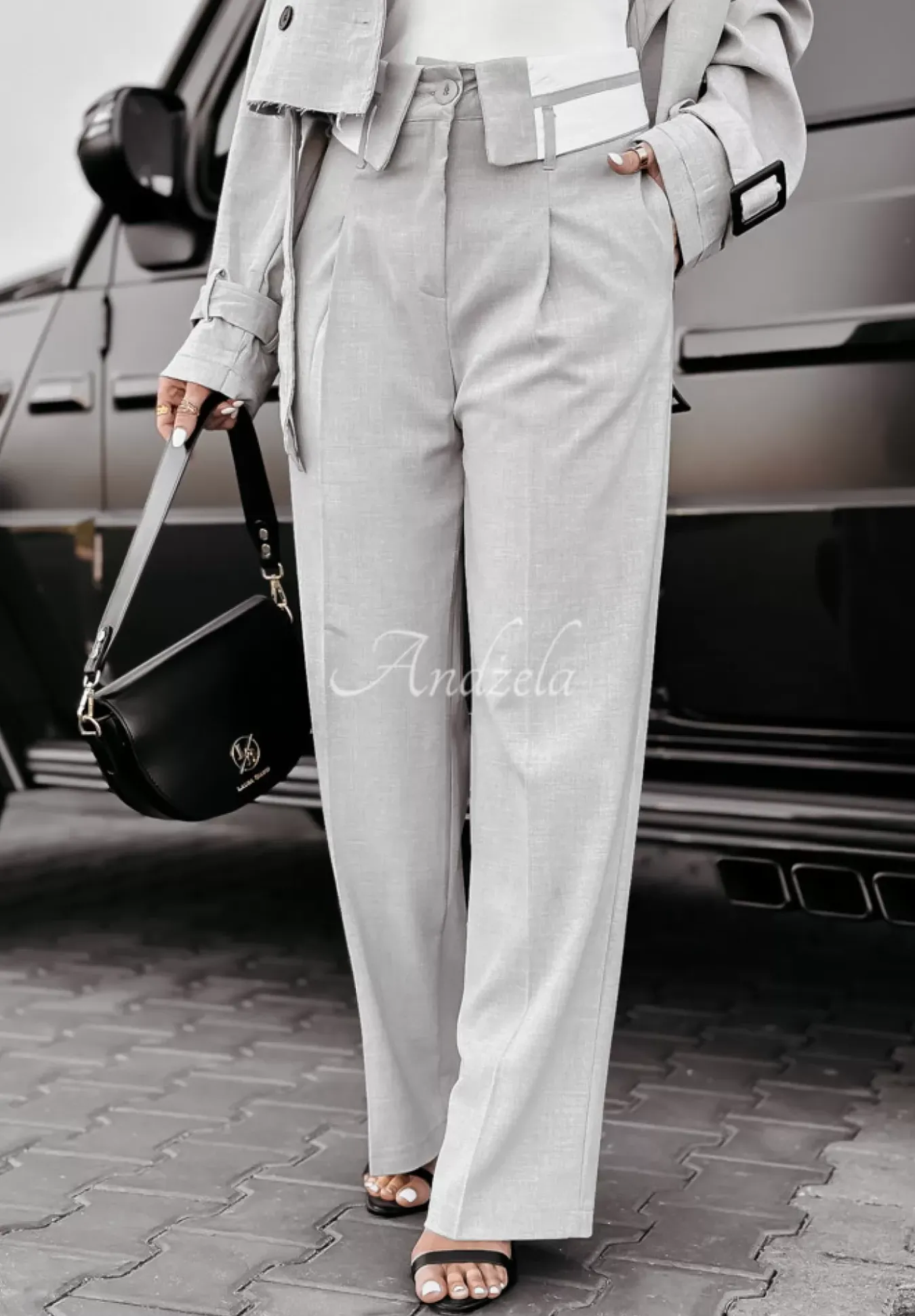 Eleganckie Spodnie Elite Elegance Jasnoszare