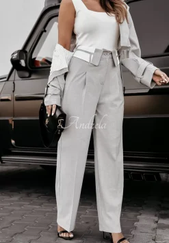 Eleganckie Spodnie Elite Elegance Jasnoszare