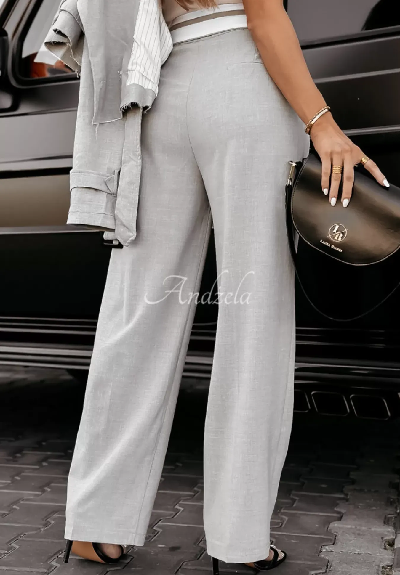 Eleganckie Spodnie Elite Elegance Jasnoszare