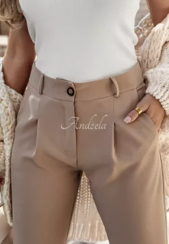 Eleganckie Spodnie Fashion Chic Camelowe