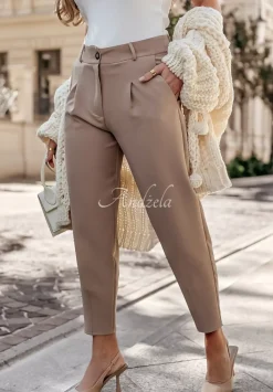 Eleganckie Spodnie Fashion Chic Camelowe