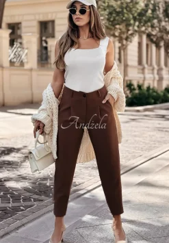 Eleganckie Spodnie Fashion Chic Czekoladowe