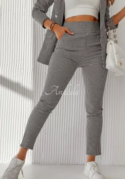 Eleganckie Spodnie W Krate I'M Somebody Bialo-Czarne