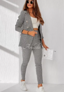 Eleganckie Spodnie W Krate I'M Somebody Bialo-Czarne