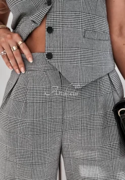 Eleganckie Spodnie W Krate Outstanding Szare