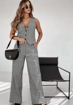 Eleganckie Spodnie W Krate Outstanding Szare