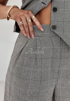 Eleganckie Spodnie W Krate Outstanding Szare
