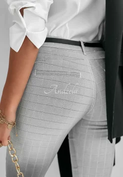 Eleganckie Spodnie W Krate From This Moment Szare