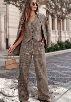 Eleganckie Spodnie W Krate Outstanding Bezowe